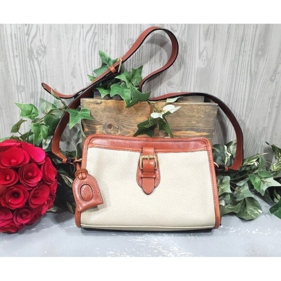 Vintage Pebbled Leather Handbag Crossbody 80s 90s - Picture 1 of 9